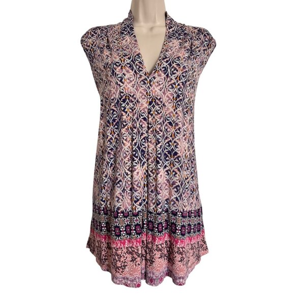 Cable & Gauge Women Size 1X Stretchy Tank Pleated V Neck Purple Pink EUC - Picture 9 of 9